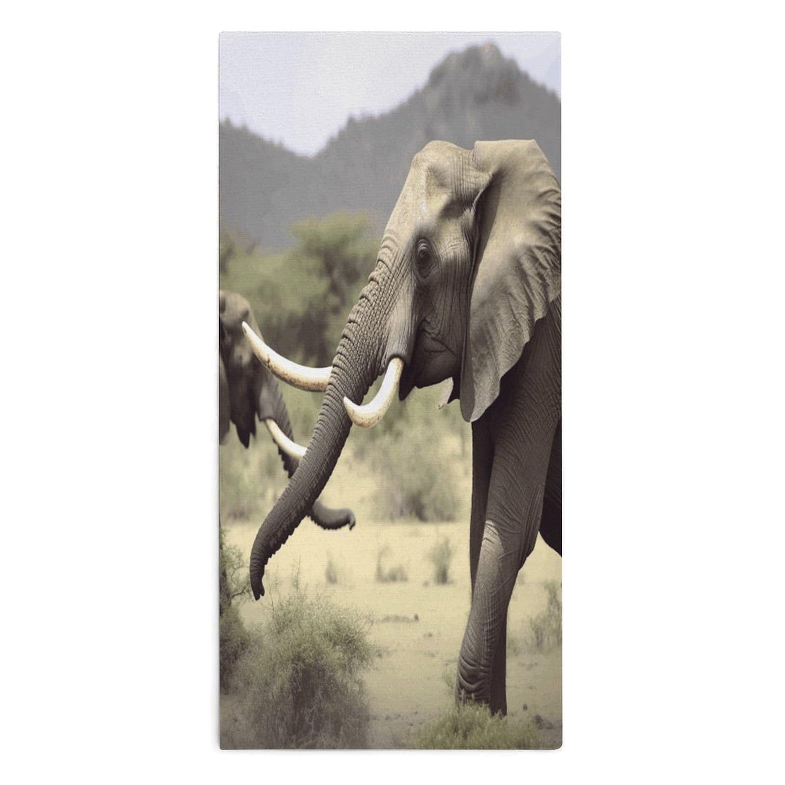 Fodpand Style Elephants Animals Microfiber Towels, Decorative Bath Towel Soft & Lightweight, Hand Towels Multipurpose Use For Bathroom, Pool, Gym, Spa, And Hotel Use