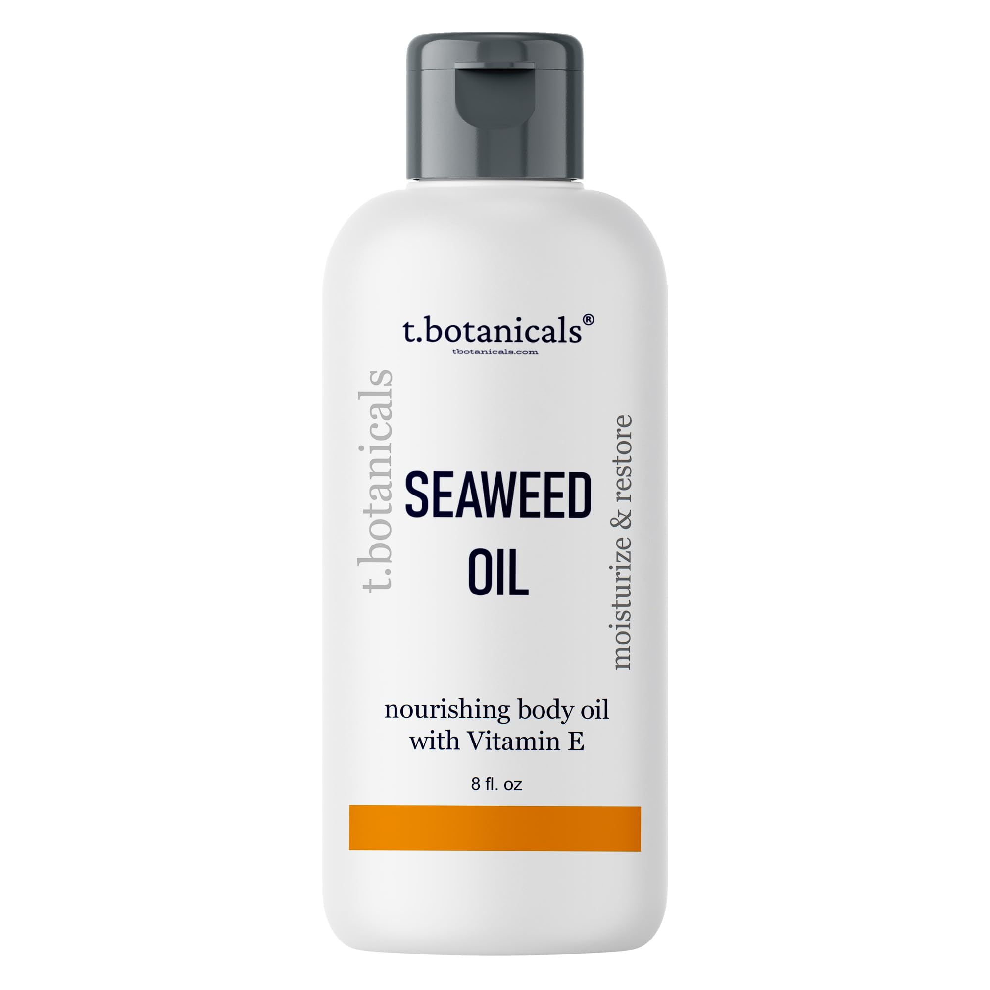 Seaweed Body Oil 8 oz. Nourishing Sea Moss Oil Fast Absorbing Firming Anti-Aging Non-Greasy Oil Day and Night Massage Kelp Moisturizer for Dry Dull, Sagging Skin, Face, Hair, Foot, Hands (Citrus)