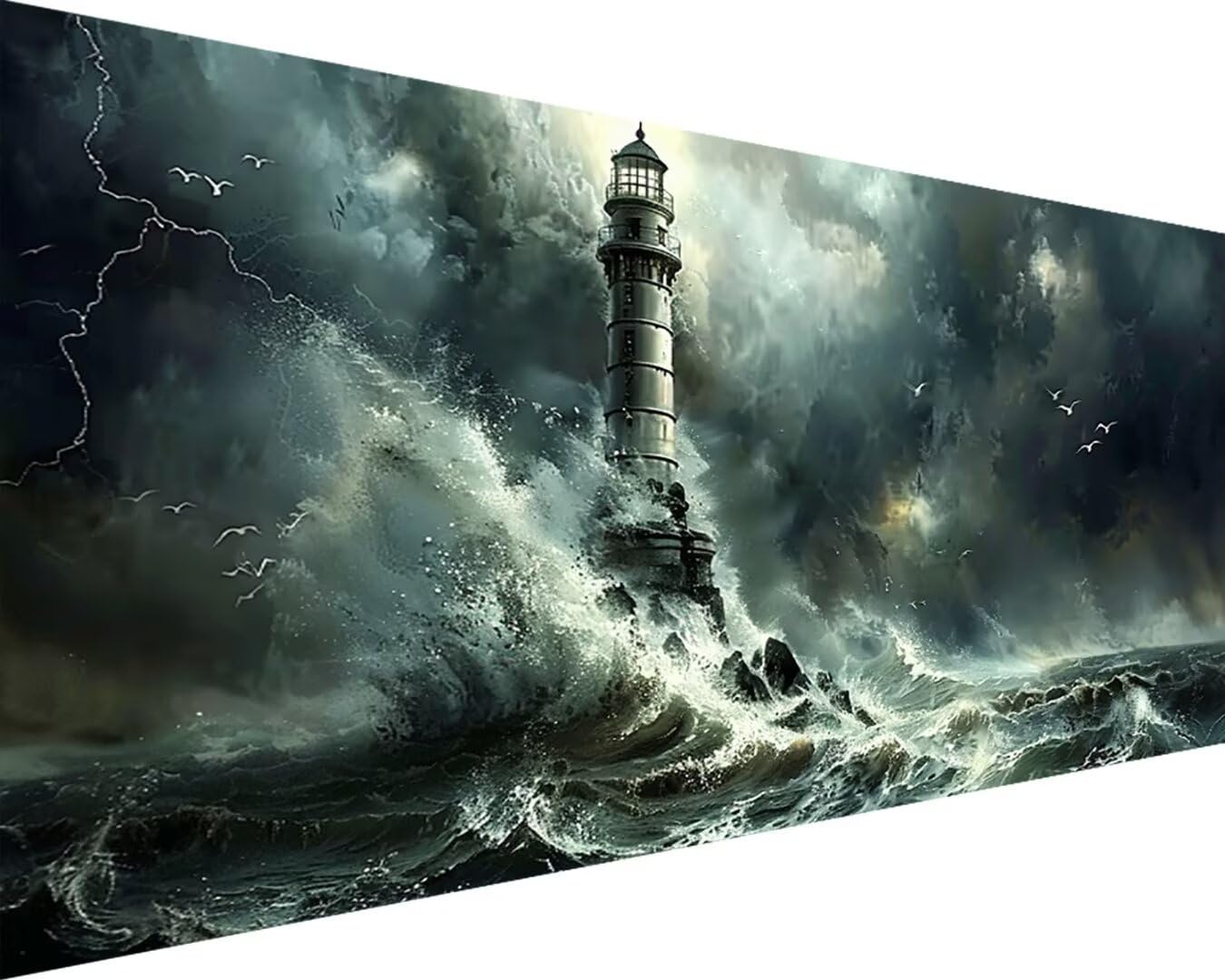 Malen Nach Zahlen Erwachsene Leuchtturm Malen Nach Zahlen Ozean, DIY Paint by Numbers Adult Kinder Mit Pinseln und Acrylfarbe Malen Nach Zahlen Set für Home Haus Deko Geschenke(Rahmenlos,80x160cm) Z-L
