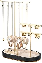 T-Bar Jewelry Organizer for Necklaces, Bracelets, Perfumes and Earrings, Jewelry Organizer with Bracelet Holder, Black