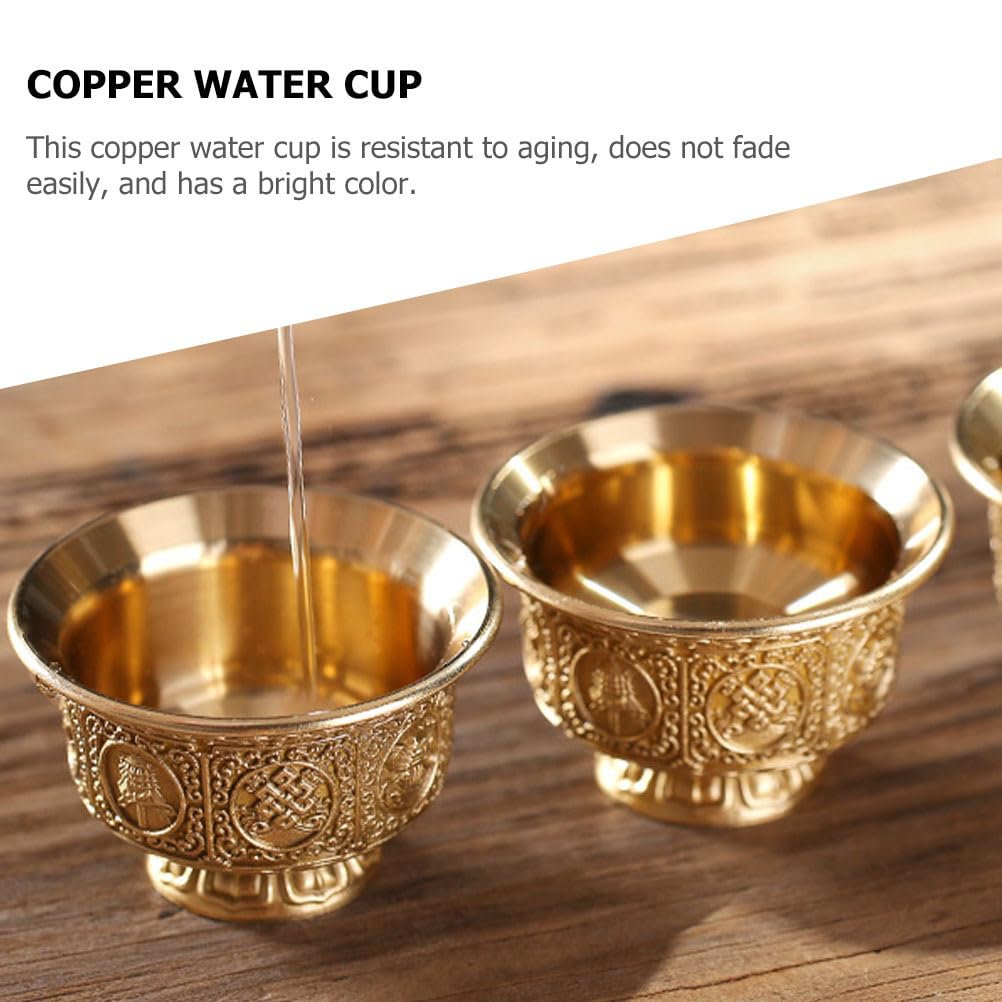 Cabilock Buddista Ciotola Acqua Rame Mini Tazza Acqua Per Offerte Religiose E Accessori Buddista Decorazione Alto Domestico 2.68X2.68X1.65In