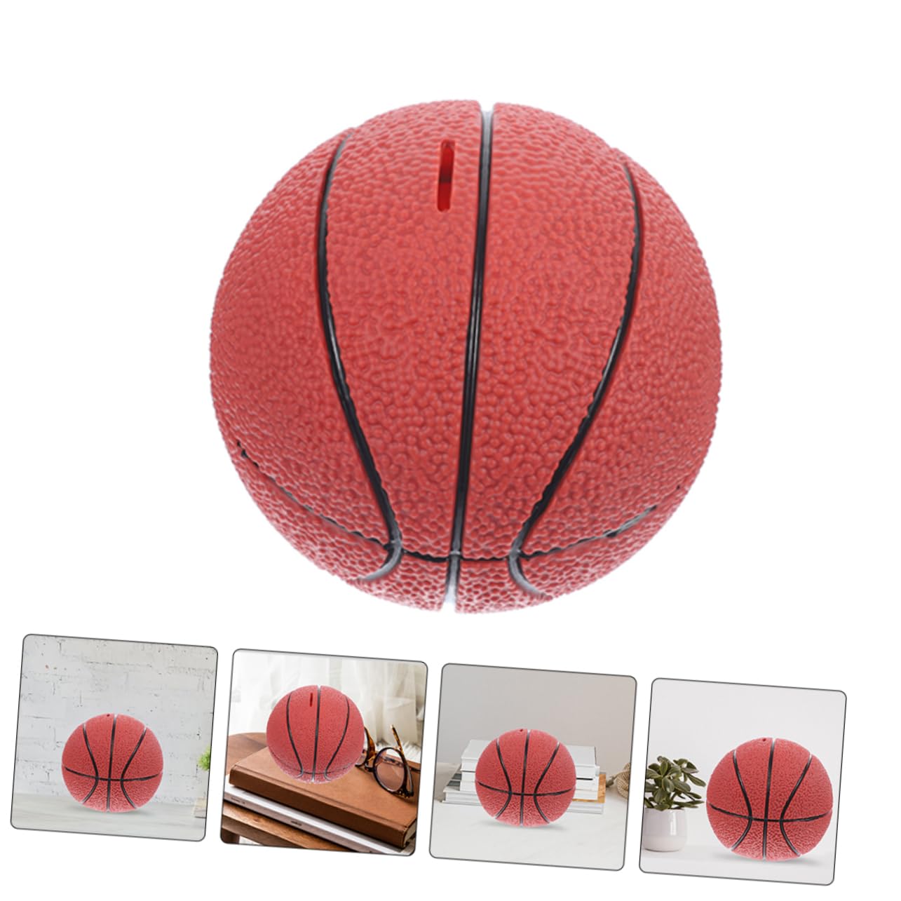 Alasum Salvadanaio in Vinile a Forma di Pallone da Basket 2 Pezzi per Ragazzo Ragazza Funzione di Deposito e Prelievo come Regalo per Compleanno e Decorazione da Tavolo