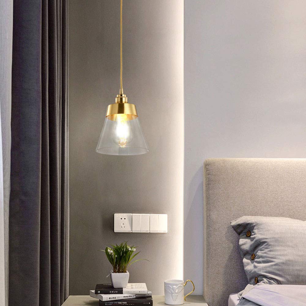 Luz, Lámpara colgante Moderna de vidrio Transparente de One Light, accesorios ajustables, lámpara colgante contemporánea, Luces de techo de montaje Semi empotrado