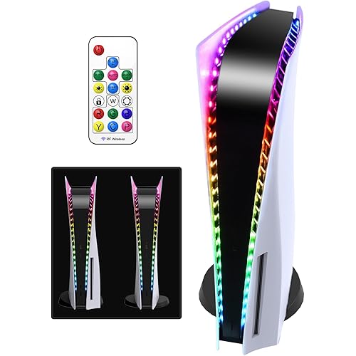 LED Light Strip for PS5/PS5 Pro/PS5 Slim, RGB LED Strip 7 Colors 358 Effects, Flexible Light Strip Sticker with IR Remote for PS5/PS5 Pro/PS5 Slim, LED Decoration Accessories for PlayStation 5