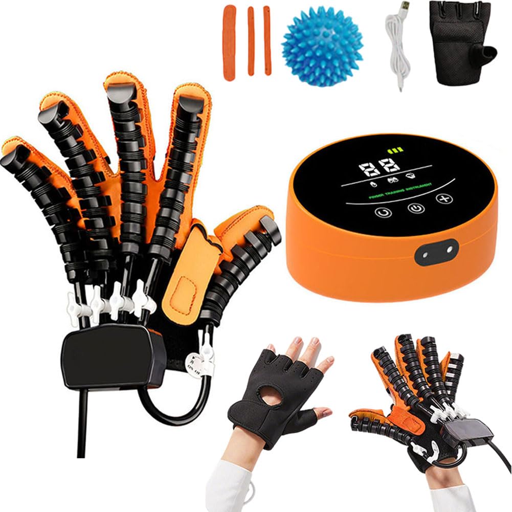 SXSLTSA Hand Rehabilitation Robot Gloves – Stroke Recovery Device, Finger Orthosis for Exercise & Mobility, Muscle Activator for Hand Wellness A Left XXL