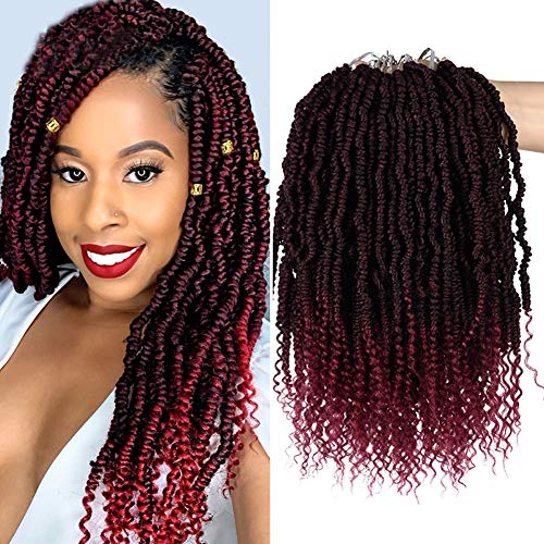 Bomb Twist Crochet Hair 5 Packs Crochet Spring Twist Hair Pre-looped Crochet Braids Synthetic Hair Extension Passion Twist Hair Ombre 16 Inch Braiding Hair Water Wave Hair Curly Braiding Hair