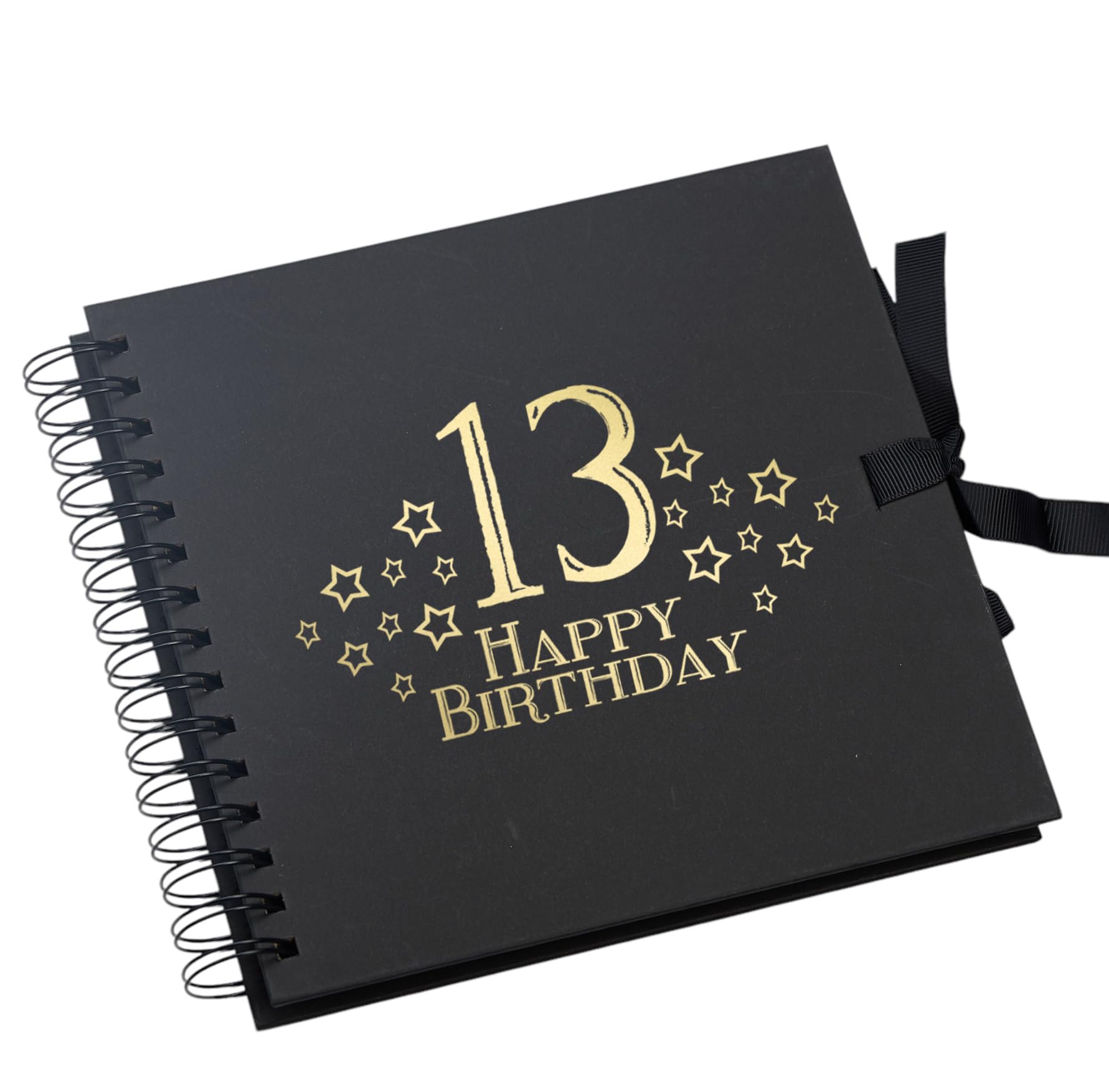 13th Birthday Black Scrapbook, Guest Book Or Photo album With Gold Script