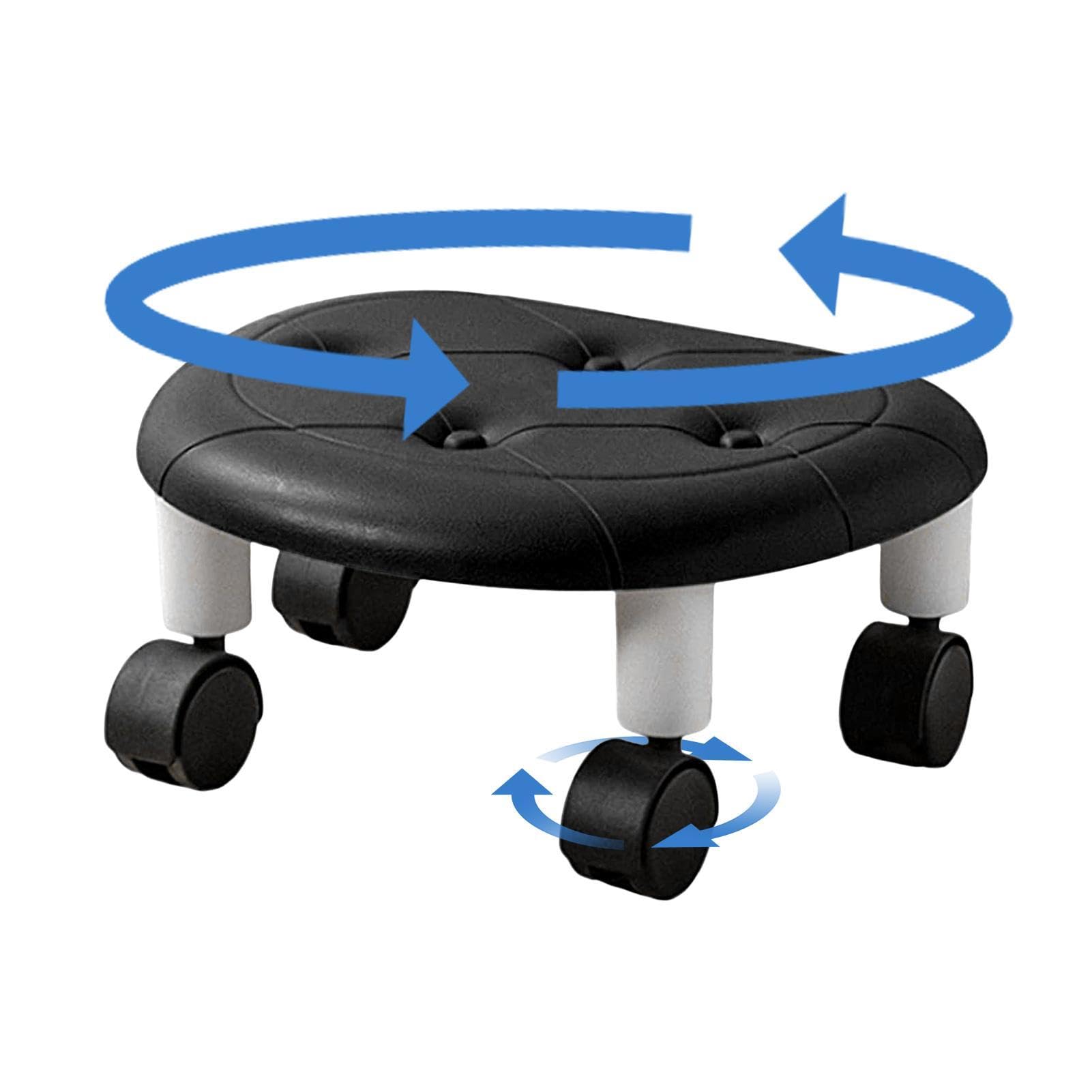 Sgabello con ruote,Sgabello basso con ruote | Sgabello corto con ruota a puleggia, girevole a 360 gradi,Sedile basso con ruote, sgabello basso girevole, portatile per casa, spa, salone per unghie