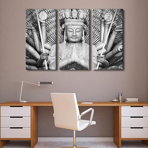 Vista 269 de TUMOVO Wall Art for Living Room Buddha Sculpture Flower Paintings Canvas Wall Art 3 Panel Wall Art Canvas Artwork Wall Decor Large Wall Decor Canvas
