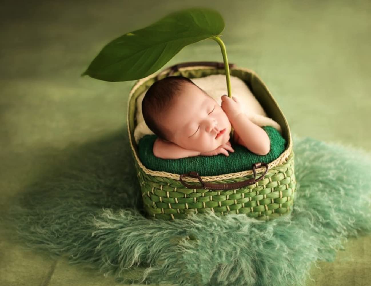 WaW 1.5x2.2m Fotohintergrund Stoff Hellgrün Frühling Rustikal Ostern, Fotostudio Hintergrund Fotografie für Baby, Newborn, Kinder, Schlicht, Vintage Schule Portrait Shooting