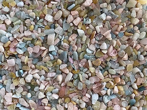 Image of GAF TREASURES 2 oz Lot Natural Semi Tumbled Morganite Gemstone Chips, Morganite Crushed Mini Crystals, Undrilled Crystal Chips (Morganite)