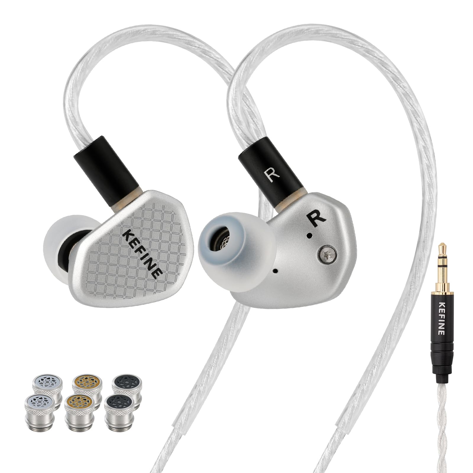 Klean SV in Ear Monitor, membrana DLC, dynamiczny przetwornik, słuchawki HiFi, przewodowe słuchawki douszne, do gier, 3 wymienne dysze, hybrydowy IEM, odłączany kabel dla muzyka (3,5 mm)