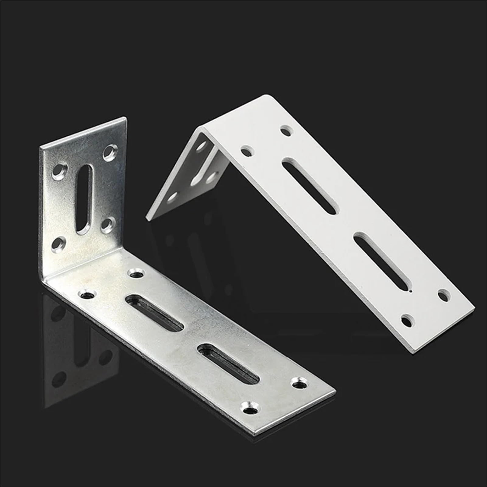 4 Stück L-förmige Eckhalterungen, verstellbare Eckregalhalterungen, robuste Regalstützen, Möbelbefestigung, Verbindungs-Hardware Für Arbeitszimmer und Garagen(Black,80 * 30mm)