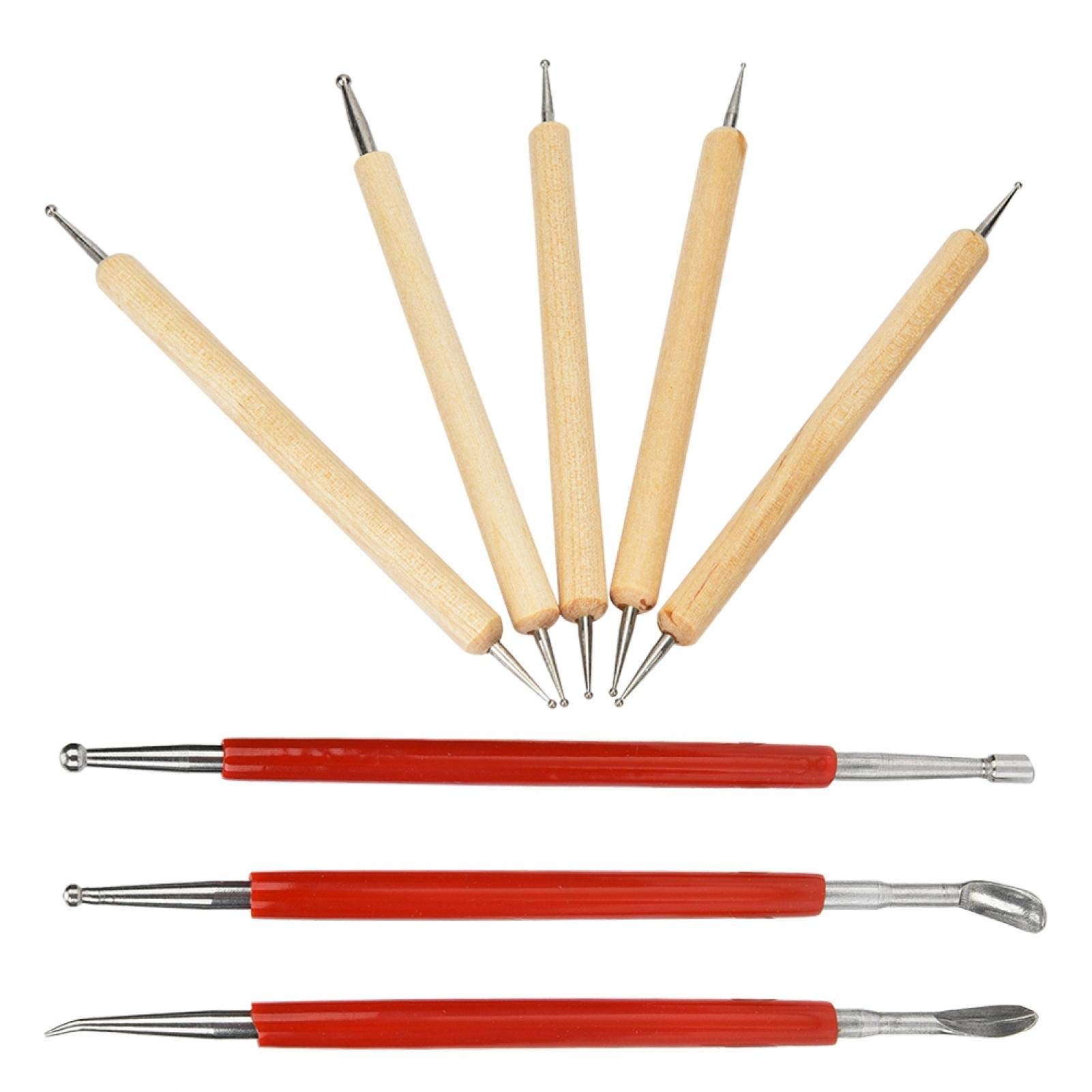 Leder Bastelwerkzeug DIY handgefertigte Leder Bastelschnitzerei Stylus Werkzeug Löffel Doppelkopf Punkt Bohrstift Kit Set