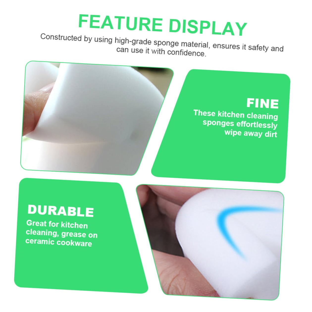 GARVALON 20 pièces Éponges de Nettoyage Multi-usages Non Rayantes pour Cuisine et Maison Anti-Rayures Blancs Nettoyage de Vaisselle Surfaces et Murs