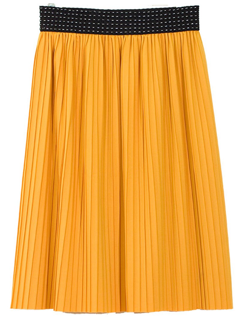 Peach Couture Womens Embellished Pleated Knit Knee Length Skirt