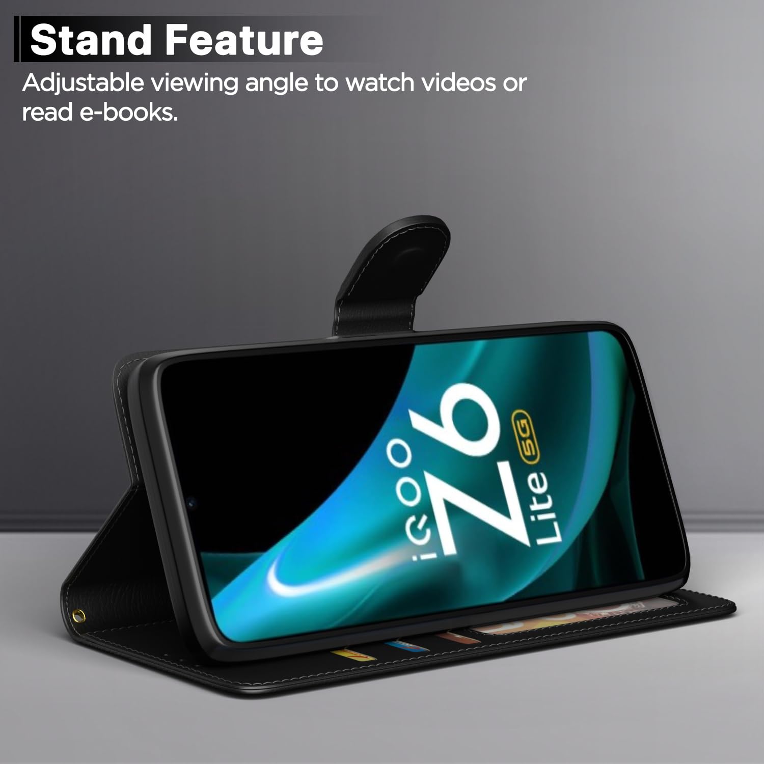 iQoo Z6 Lite 5G Flip Case - Leather Wallet Stand -3