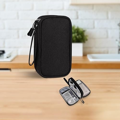 Bolsa organizadora de cables de viaje  Bolsa impermeable de doble capa para almacenamiento de artículos electrónicos para cables, cargadores y