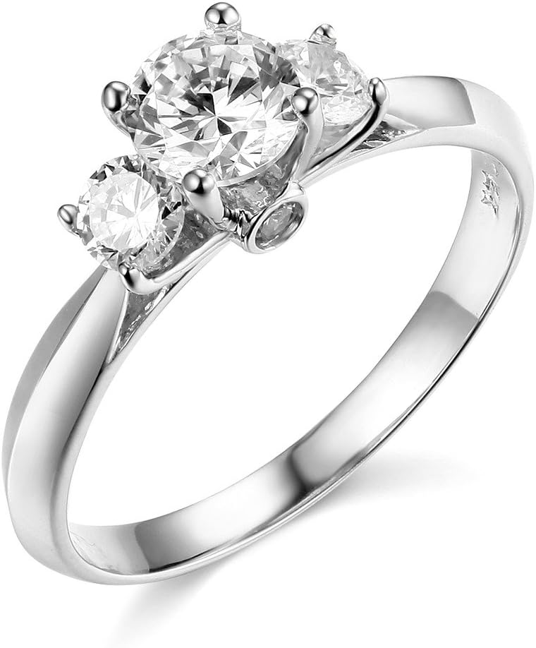 The World Jewelry Center .925 Sterling Silver Rhodium Plated Wedding Engagement Ring