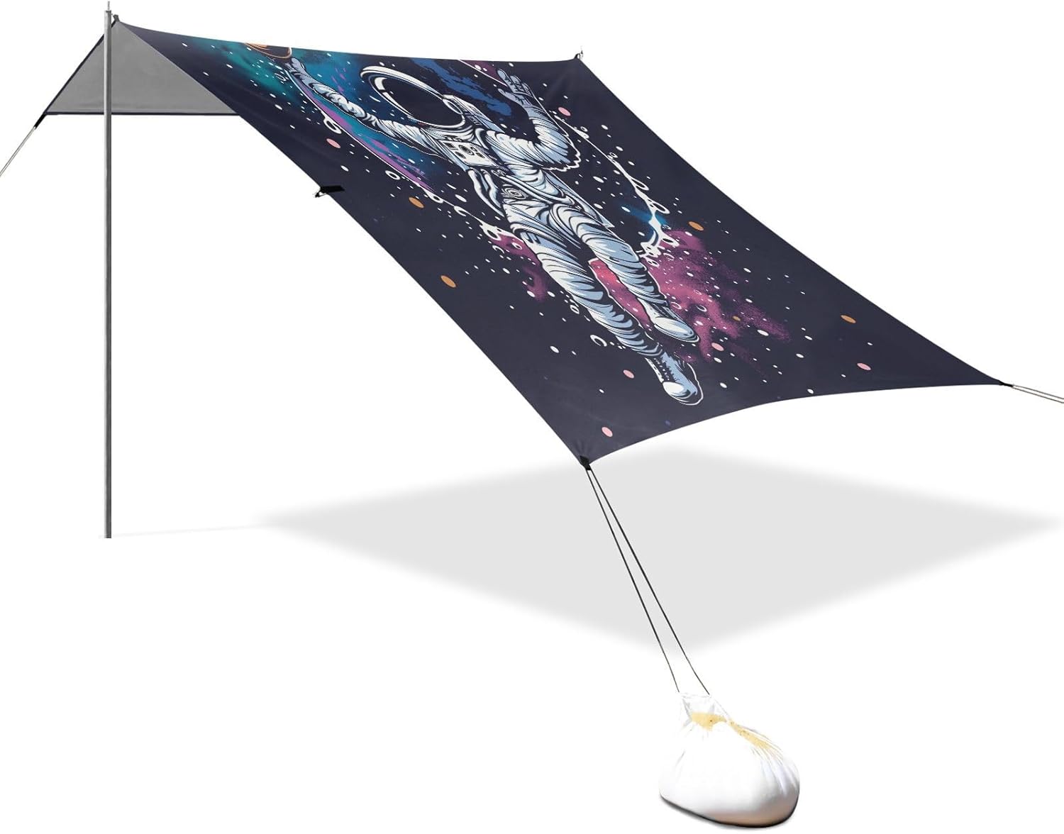 ALAZA Astronaut Basketball Space Pop Beach Tent Sun Shelter UPF50+ Protection Beach Shade Canopy w/ 4 Sandbags for Outdoor Camping, Fishing, Backyard Fun, Picnic, 10x9 ft