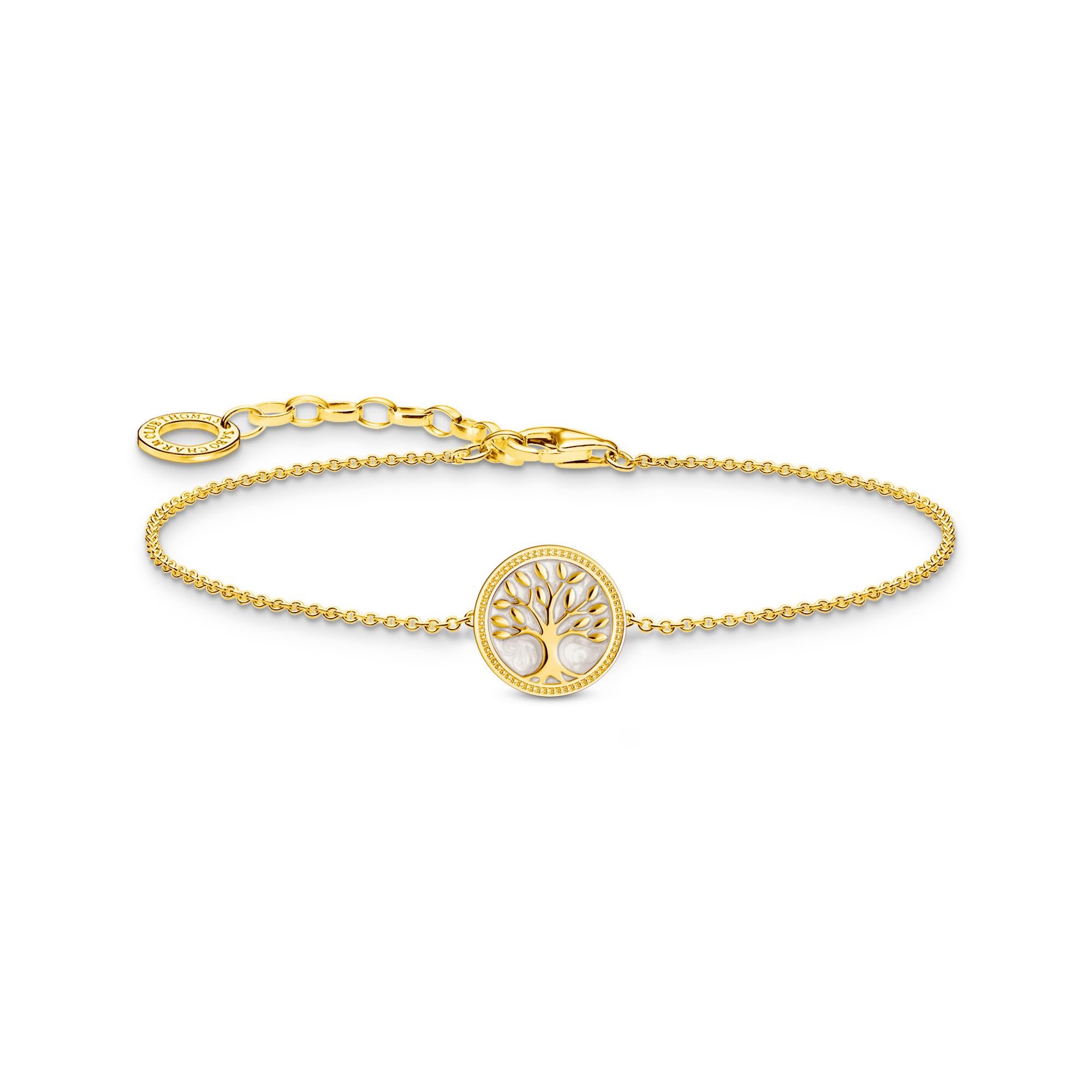 Thomas Sabo Tree-of-Love Charm Bracelet in Gold-Plated Silver A2160-427-39, Eine Grösse, Sterling Silver, No Gemstone, Eine Grösse, Sterling Silver, No Gemstone
