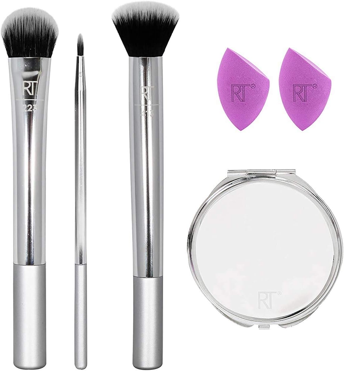 Real Techniques Poppin Perfection and Sponge Make-Up Brush Set with Compact Mirror, 4087