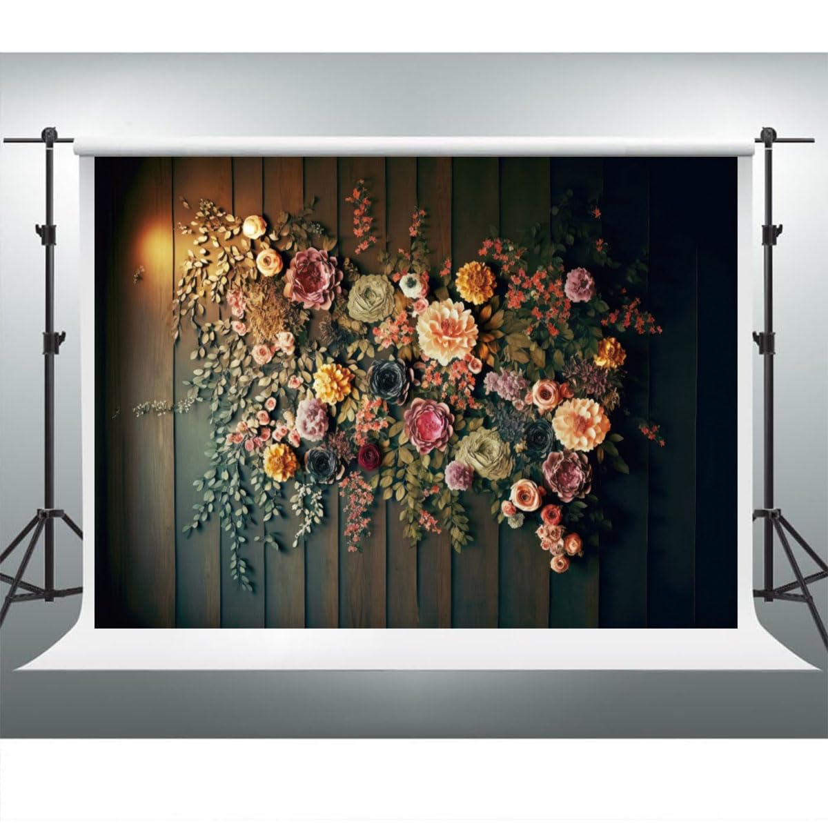 YongFoto Elegant Retro Bloom Flower Wall Backdrop 7x5ft Spring Green Plant Climbing Vines Floral Photography Background Bridal Shower Wedding Party Banner Room Decor Portraits Photoshoot Wallpaper: 6ftx4ft Style 2