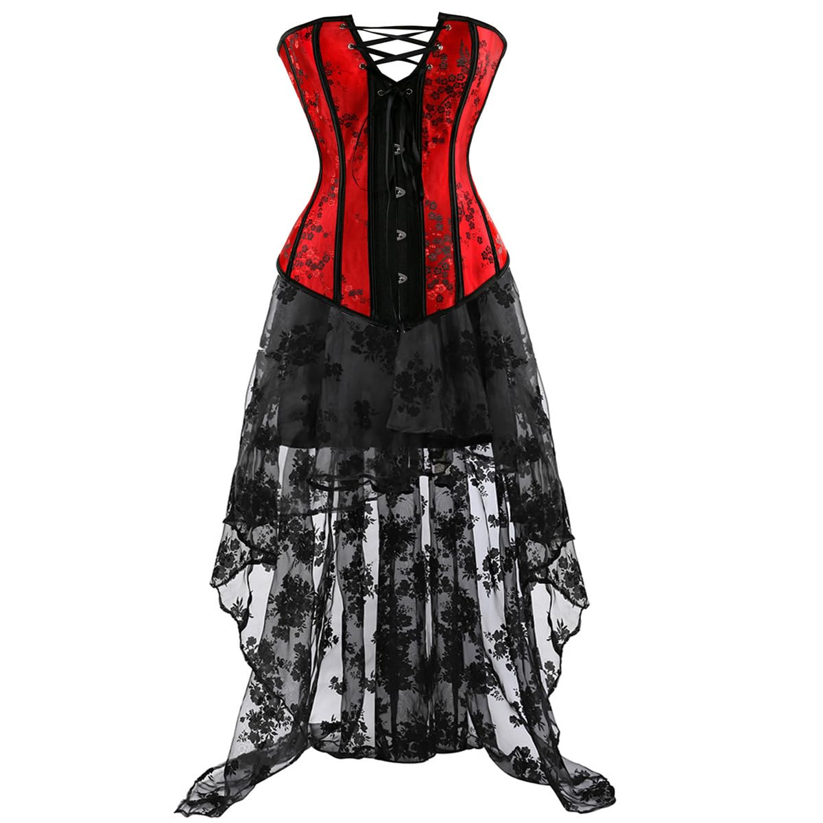 Corsets for Women Dress Bustier Overbust and Skirt Tutu Lingerie Gothic lace Basques Victorian Plus Size