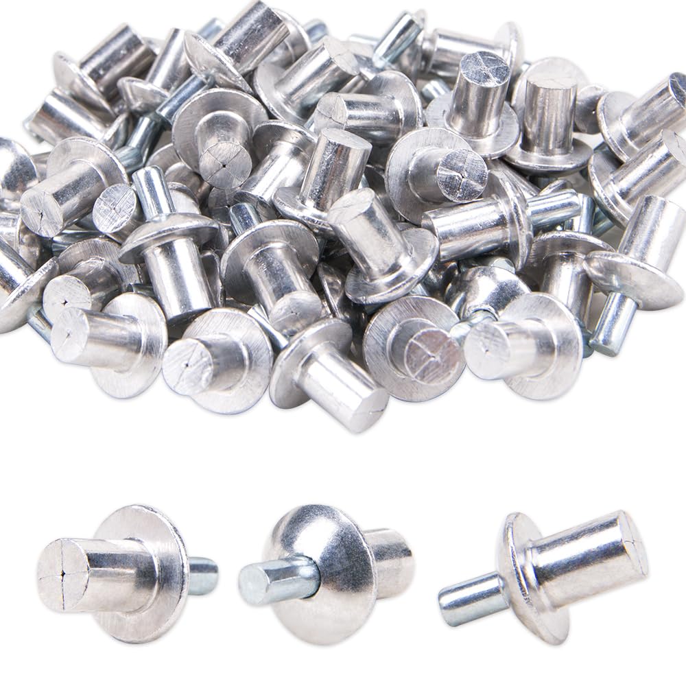 ZORZA 100Pcs SemiRound Aluminum Core Rivets,Hammerin Knick Expansion