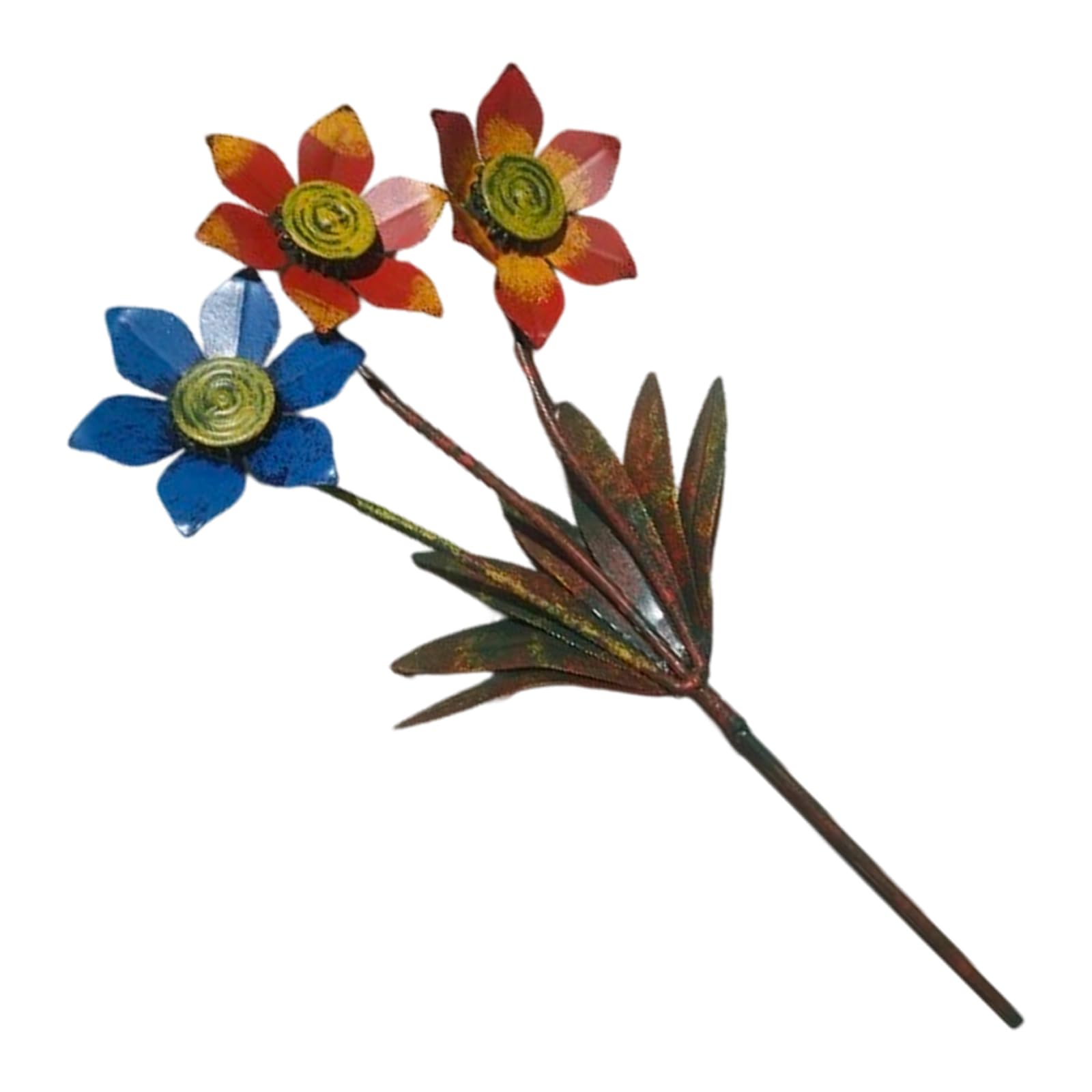 carotoe Old Iron Flower Garden Decor Metal Art Yard Stake Outdoor Sculpture Unique Metal Flower Yard Art