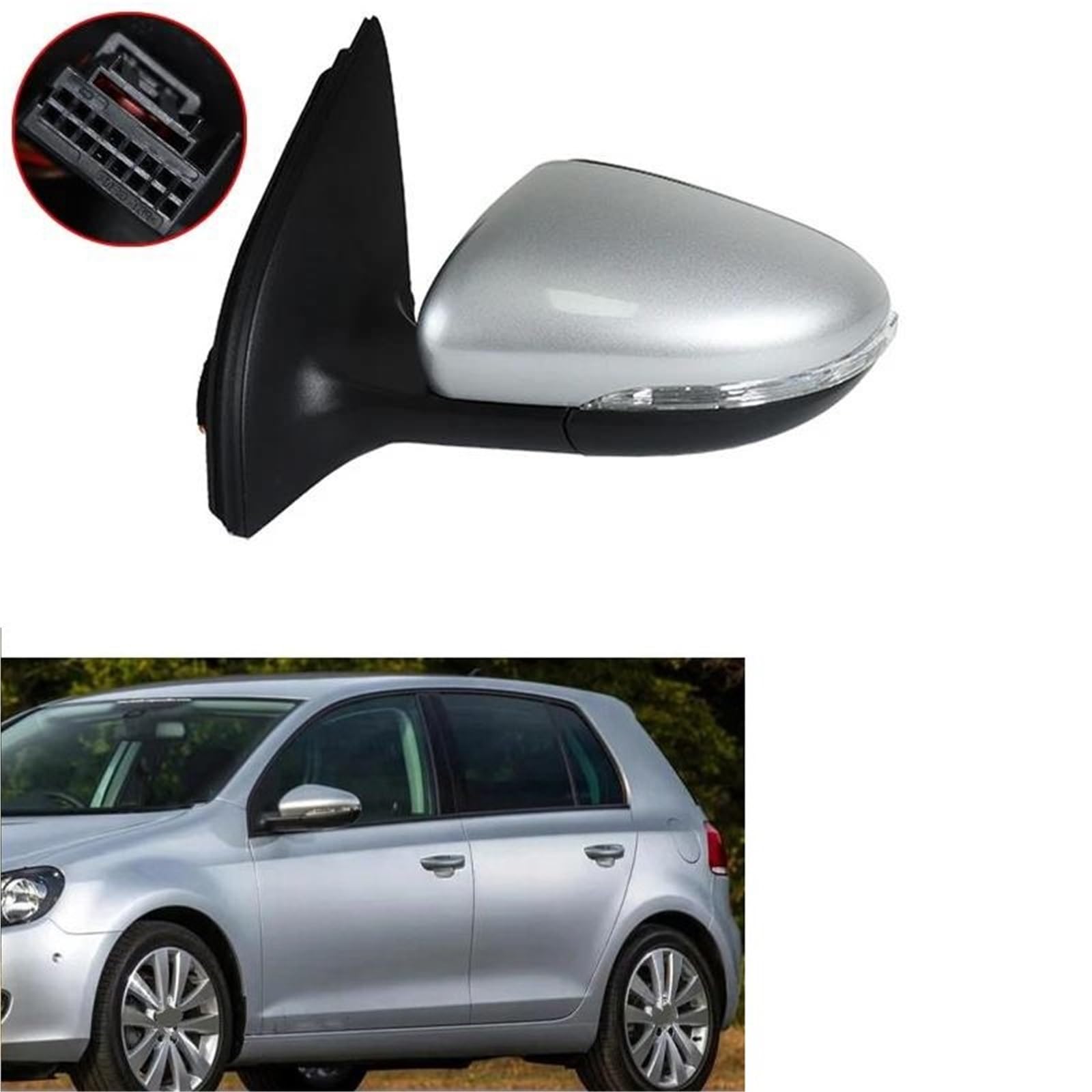 Rétroviseur Extérieur Complet Pour VW Pour Golf 6 A6 MK6 (2009-2013) Avec Clignotant Intégré, Réglage Électrique Et Dégivrage. Rétroviseur Extérieur Accessoires(Couleur 3,DROITE)