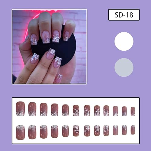 Miniatura 8 de 24 uñas postizas medianas de Halloween, cuadradas, a presión, con telaraña, color negro, con pegamento, para Halloween, momia, cuadradas, medianas,