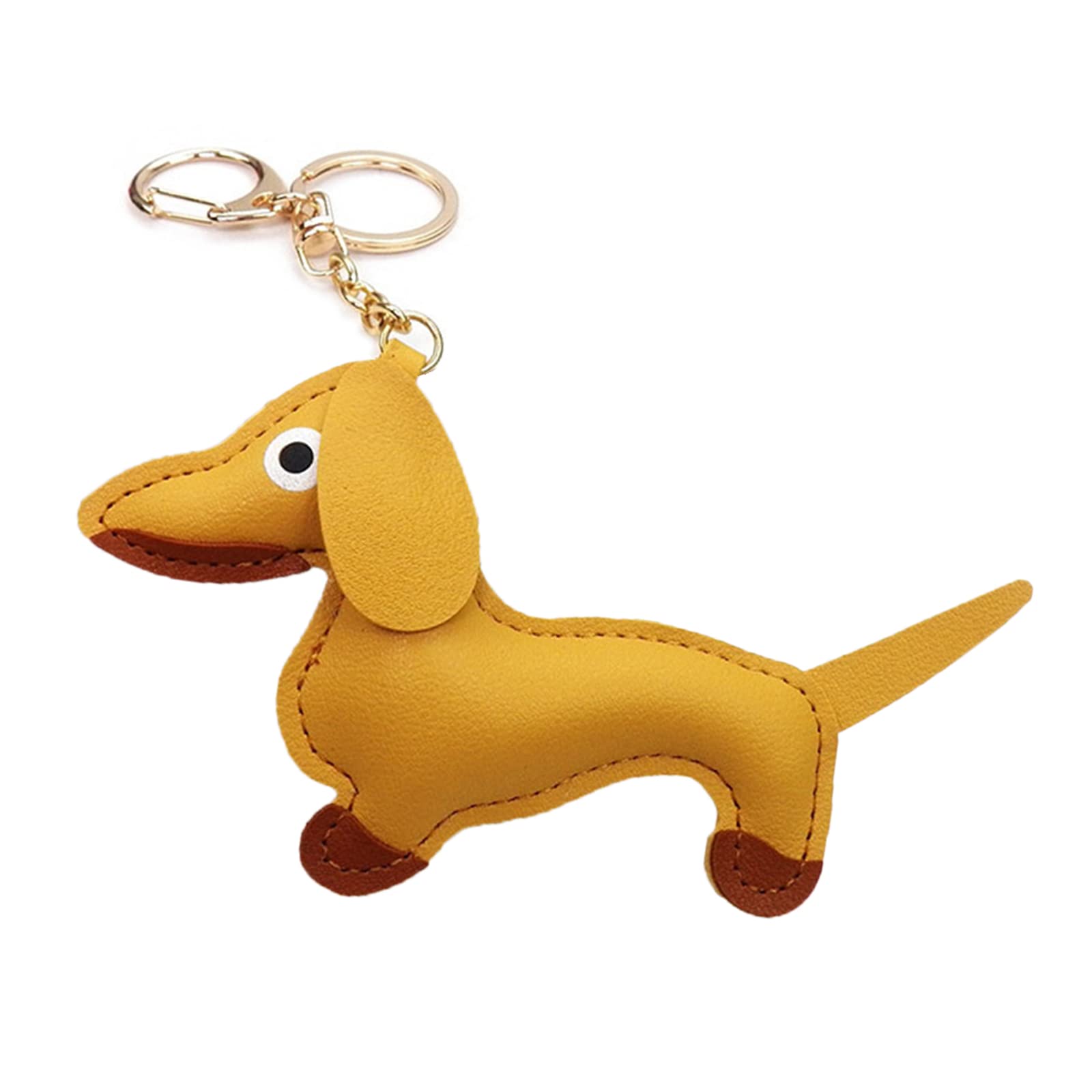 Baodss Small Dachshund Dog Keychain Pendant Lovely PU Leather Animals Keyring Charm for Purse Bag Backpack Handbag