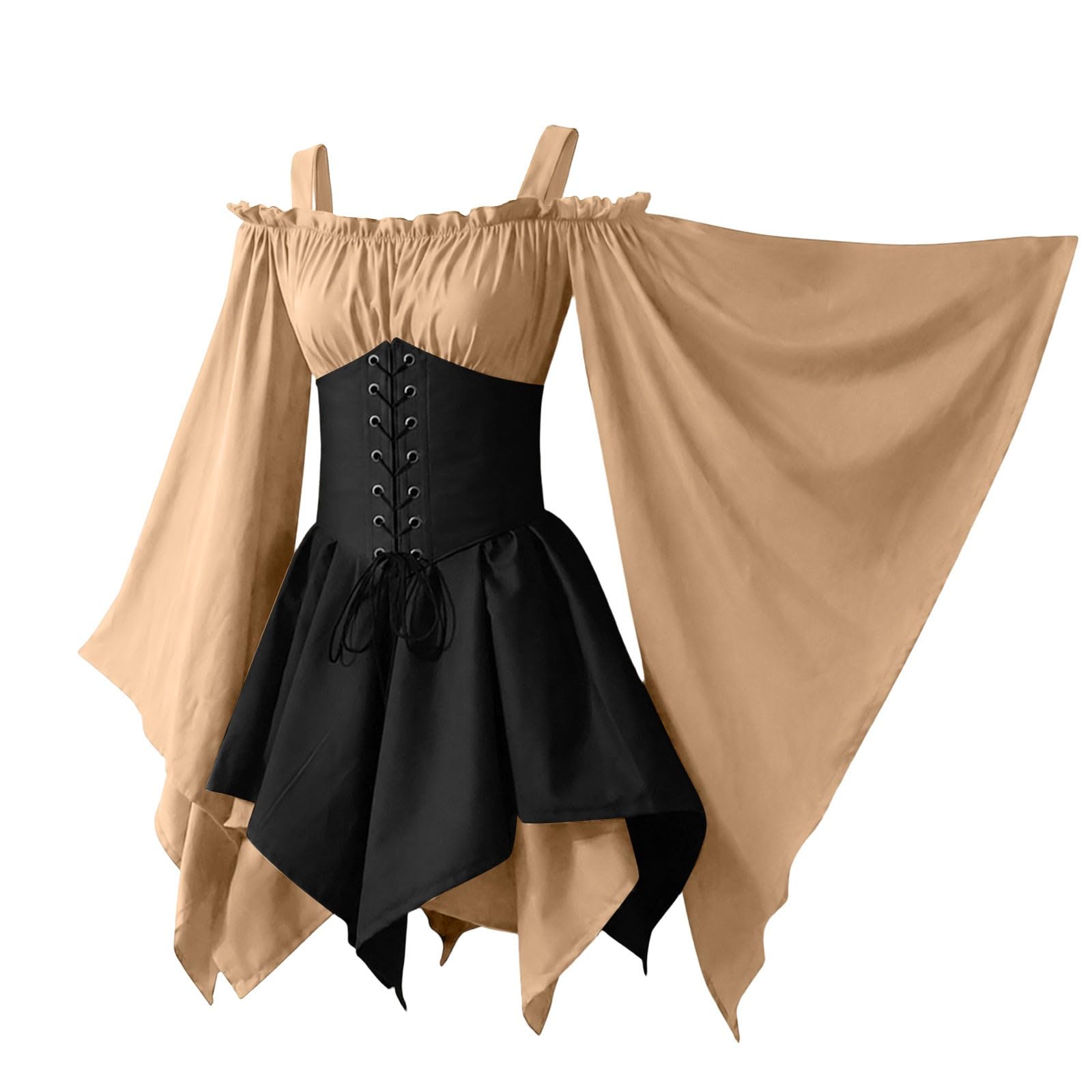 Women Halloween Pirate Dress Off Shoulder Corset Ruffle Gothic Vampire Costume Adult Ladies Funny Pirates Witch Scary Cosplay Outfit UK โ image 1
