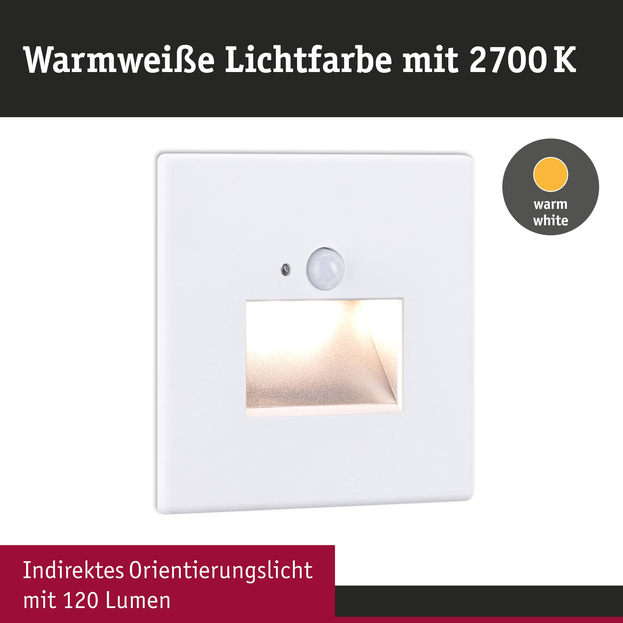 Paulmann 5271 Set LED Wandeinbauleuchte Edge 3er-Set 80x42 mm 3x1,2W 3x25lm 230V 2700K Weiß matt