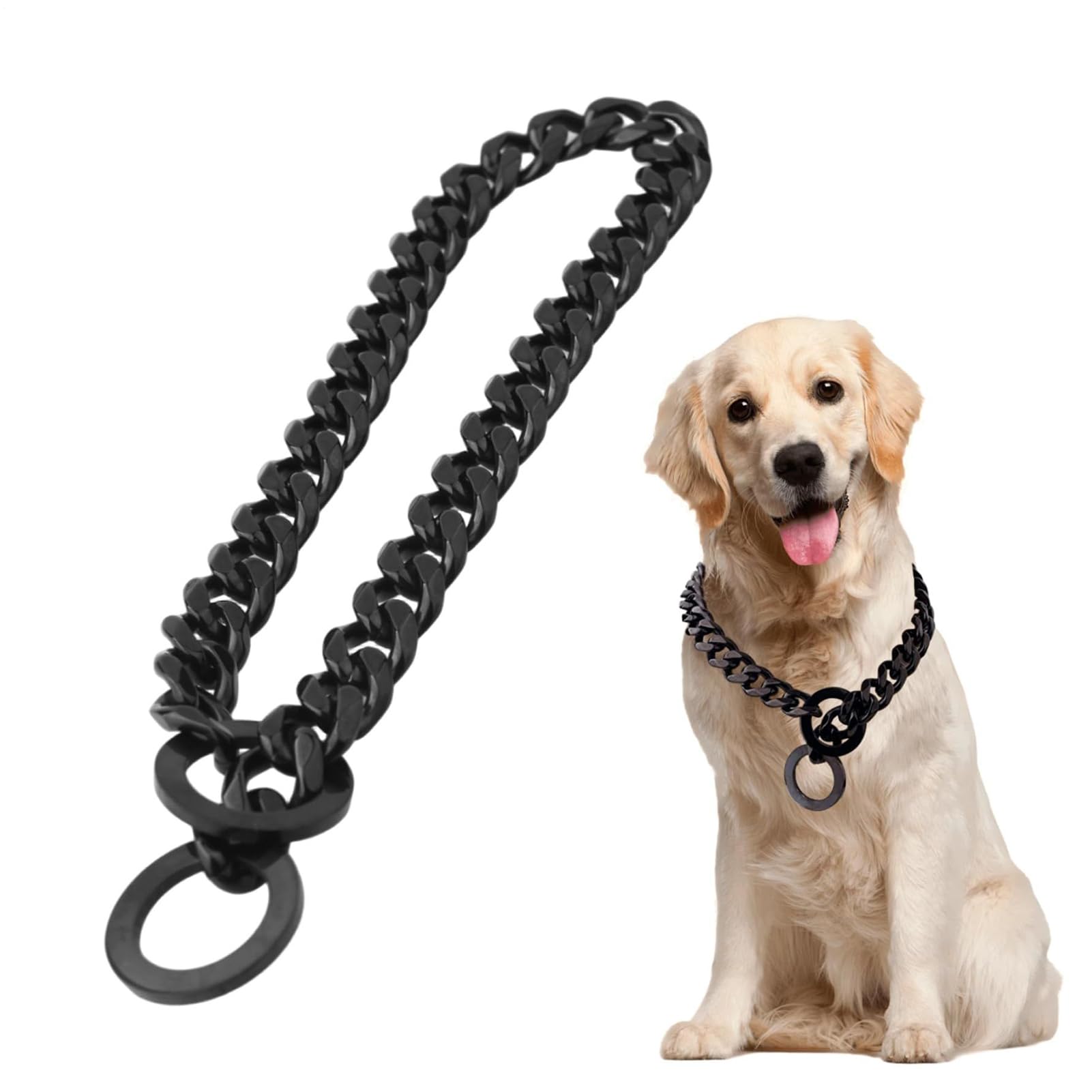 Collar De Adiestramiento para Perros - Cadena para Collar Canino De 86 Cm | Cadena Resistente De Acero Inoxidable para Cuello De 76 Cm Paseos Diarios Corrección Conducta Actividades Exteriores