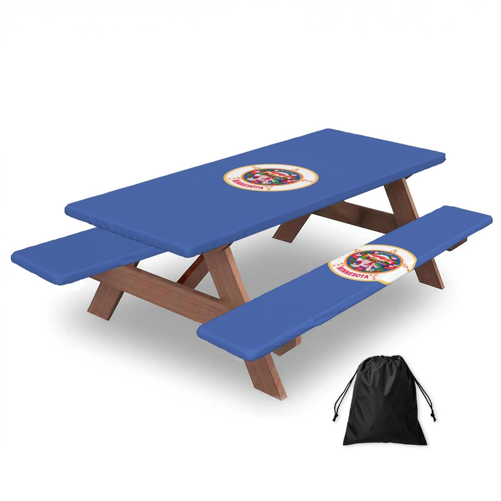 AYYQWE Minnesota State Flag Print Picnic Table Bench Cover Outdoor Garden Party Decor Daily Accessory Gift