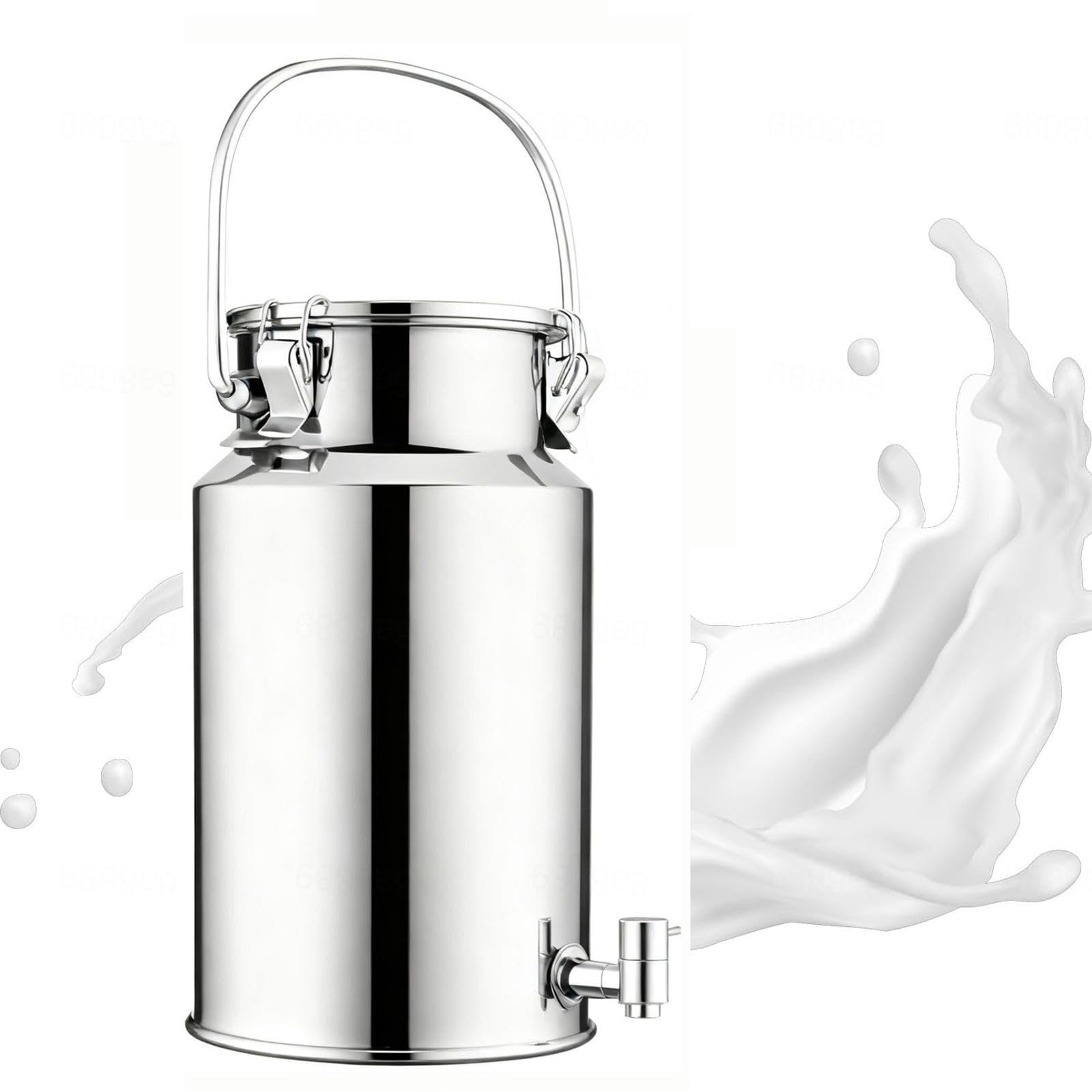 Lechera Acero Inoxidable 3/5/10/15 Litros,lechera Acero Inoxidable Con Tapa Con Tapa Con Asa, Para Transportar o Almacenar Leche,capacity3-10L