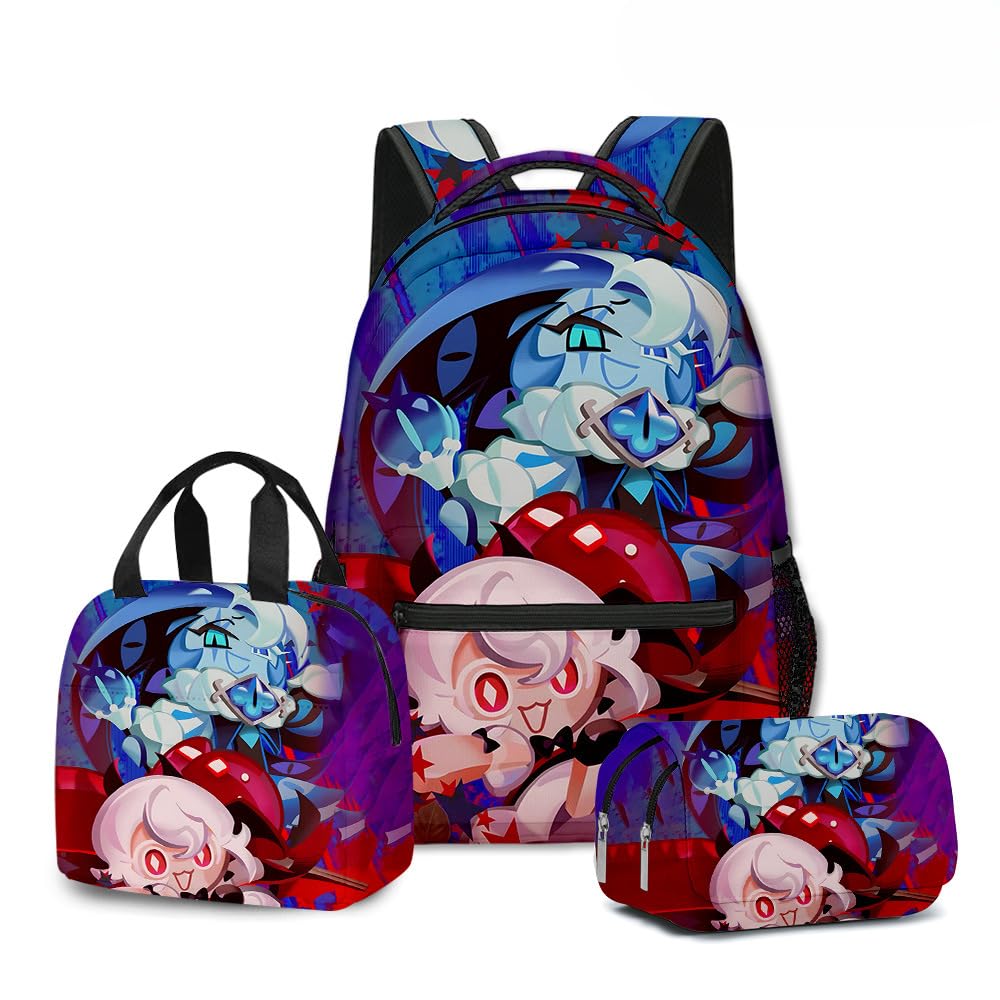 Hzsyc Unisex Kids C14 Boys Figure Shadow Milk Cookie Casual Daypacks Kids Shadow Milk Cookie Backpack 3Pcs Set - L Size/17In (,3Pcs)