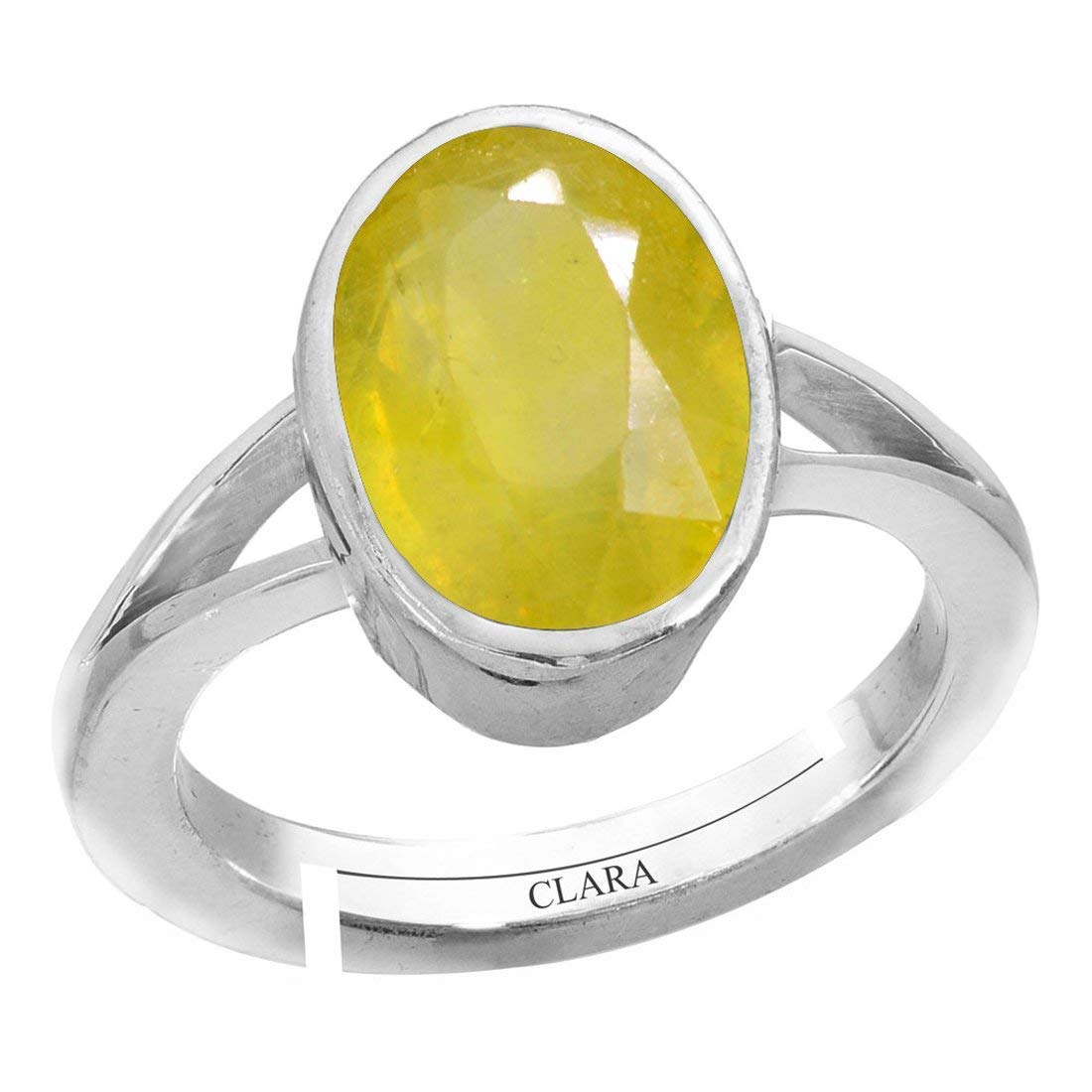 clara Yellow Sapphire Pukhraj 3cts or 3.25ratti Stone Silver Adjustable Ring for Men-picture-22