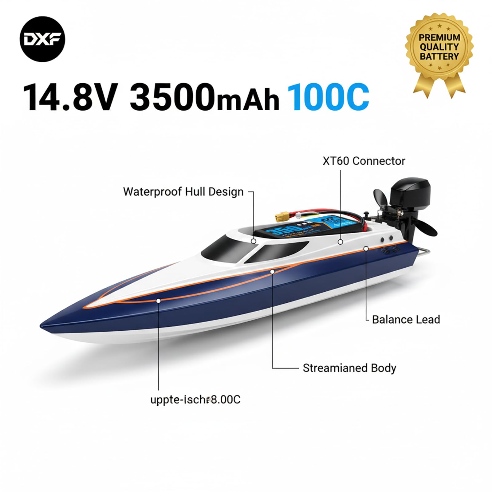 DXF 2 Pack 4S LiPo Akku 14.8V 3500mAh 100C mit XT60 Stecker Prämie Hochleistungs Batterie für RC Modellbau Hubschrauber Auto FPV Kompatibel Vielseitig Sicher Langlebig