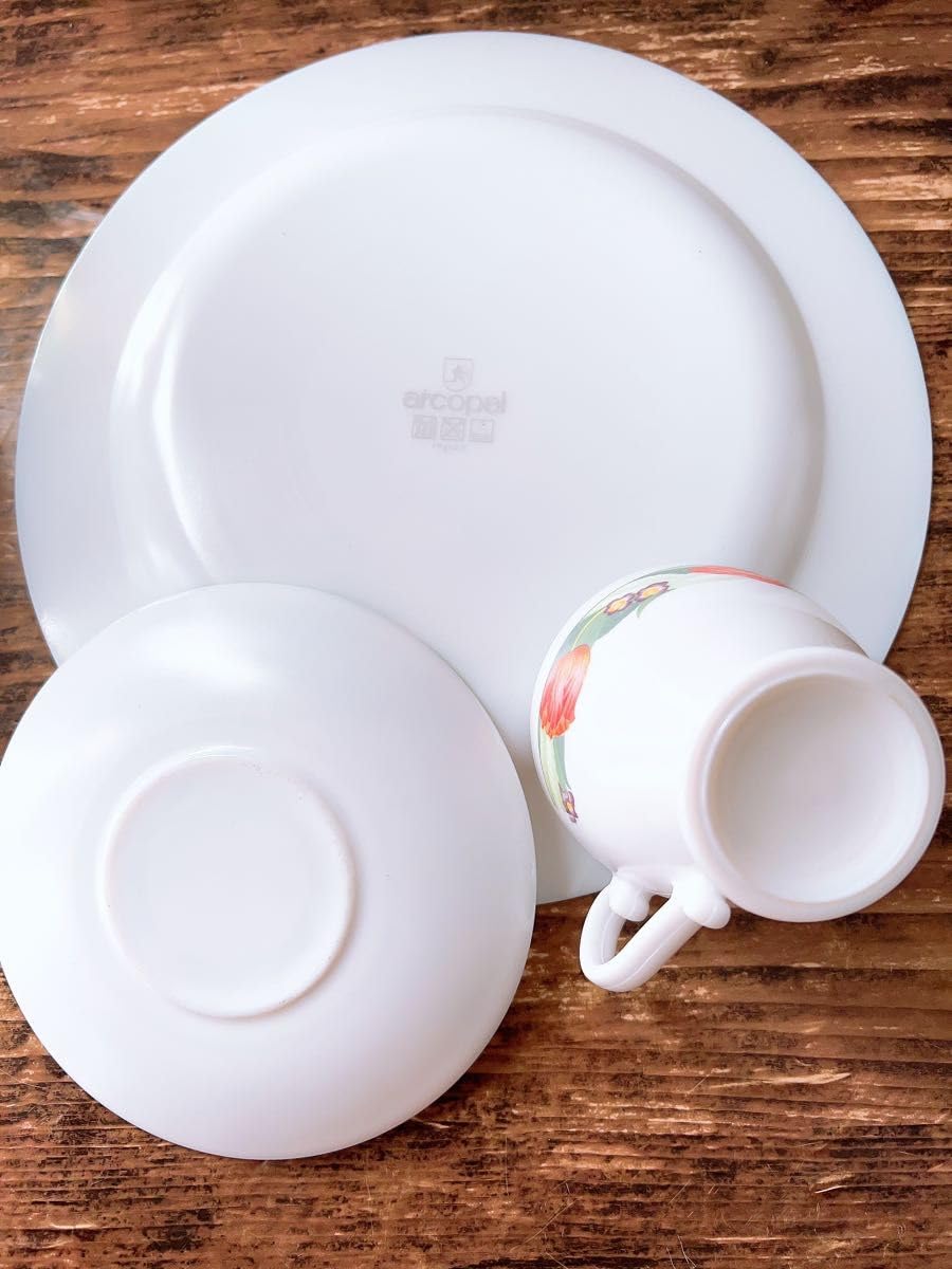 Amazon.co.jp: arcopal Alcopal Tulip Cup & Saucer & Platter Set of