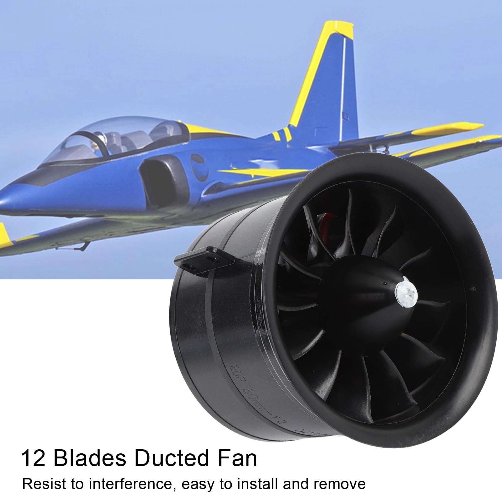 RC Airplane Ducted Fan, 12 Blades EDF 6S 2000KV Duct Fan with 3.43kg Thrust for RC Model