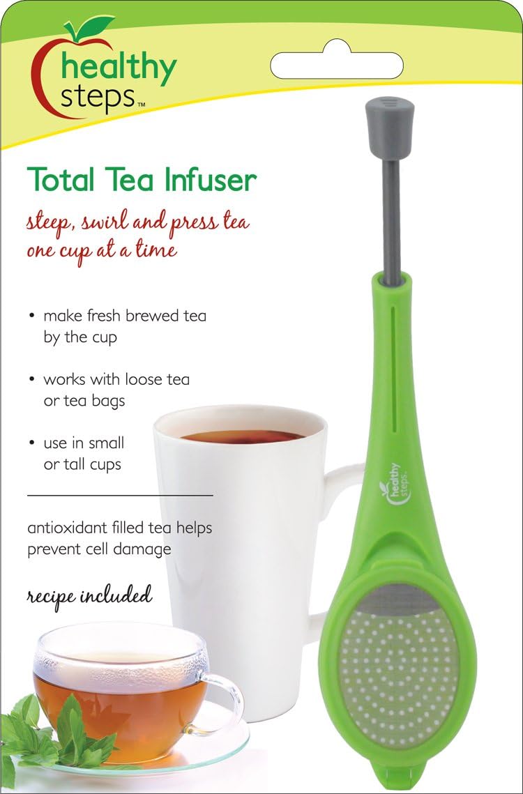229477 - Tea Infuser Healthy Steps Easy Brew Grey & Green - One Size โ Single Cup