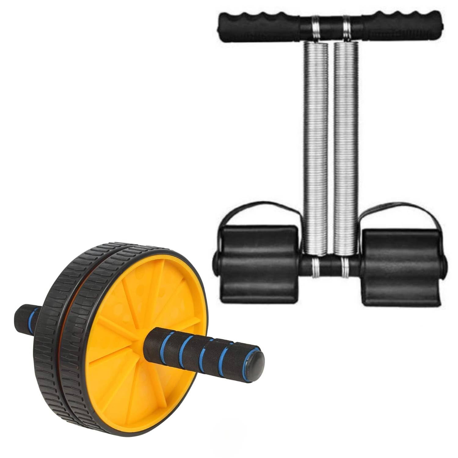 Dual Spring Tummy Trimmer Dual Wheel Ab Roller Combo | Core Workout Home Gym Equipment Men Women-image-1