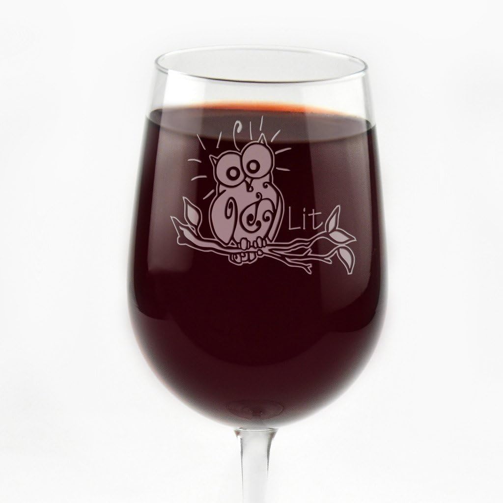 Engraved Tipsy Owl Wine Glass Set