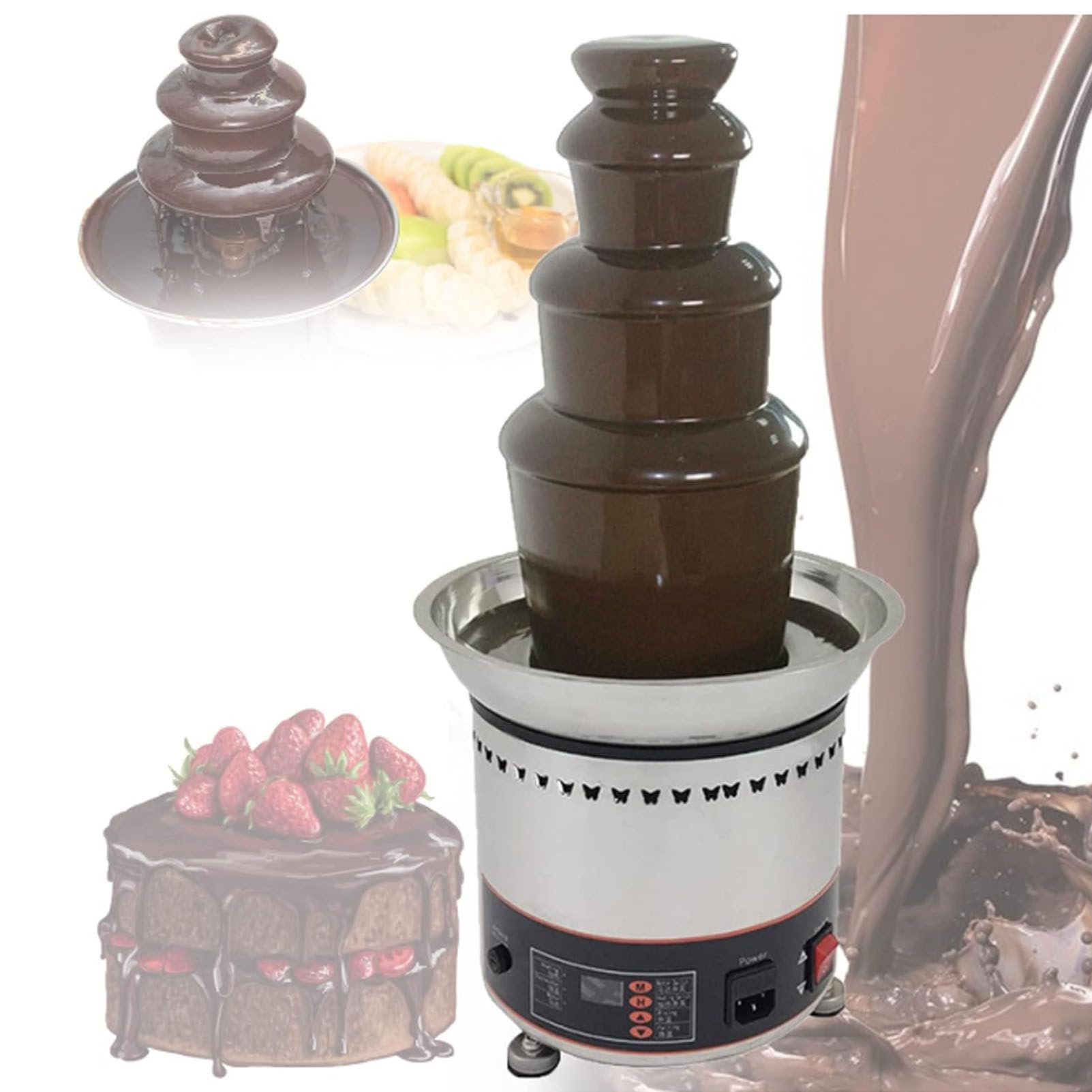 asdchZen 4/5/6/7 Tier Chocolate Fountain,Commercial Large Fondue Sets,Electric Chocolate Fountain Machine Chocolate Fondue Set For Party Wedding And Birthday,4Tiers,4tiers