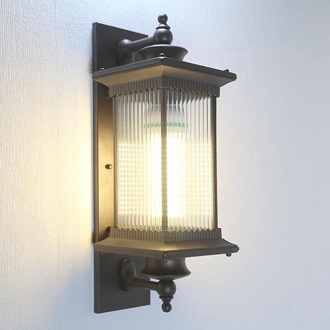 Outdoor Wall Sconces 1-Light Exterior Wall Mount Light in Matte Black Finish with Waterproof Glass Lampshade Aluminum Outdoor Wall Light Fixture for Porch House Patio Doorway (1-Light)