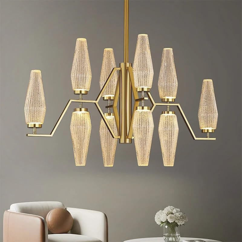 Generico Lampadario moderno, Luci a sospensione for lampadari da soggiorno Lampade a Illuminazione for tavolo pranzo Lampada a dorata Lampadario a soffitto for camera letto(12 heads,White Light)