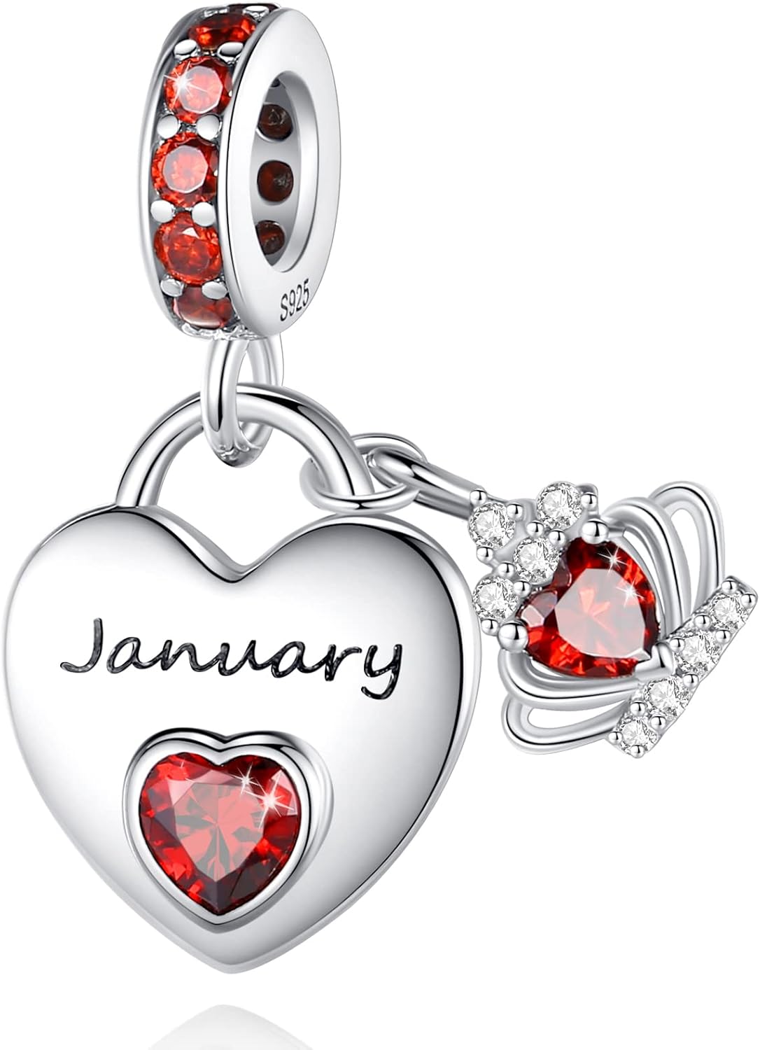 Birthstone Charms for Charms Bracelet: 925 Sterling Silver Heart Dangle Charms for Bracelets and Necklaces, Birthday Mother's Day Christmas Gifts For Women.